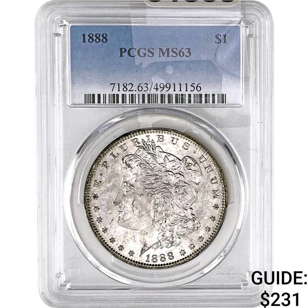 1888 Morgan Silver Dollar PCGS MS63
