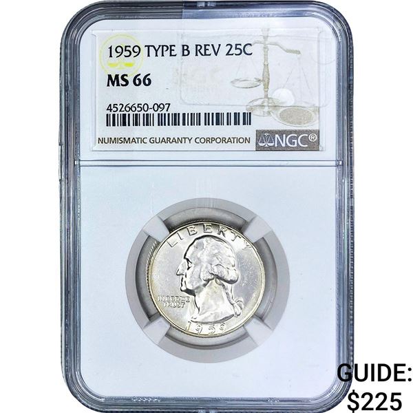 1959 Washington Silver Quarter NGC MS66 Type B Rev.