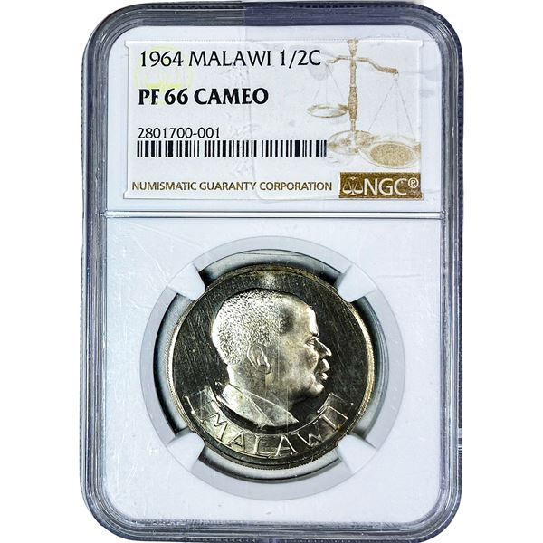 1964 Malawai 1/2 Crown NGC PF66 Cameo