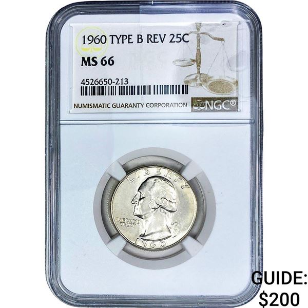 1960 Washington Silver Quarter NGC MS66 Type B Rev.