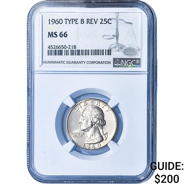 1960 Washington Silver Quarter NGC MS66 Type B Rev.