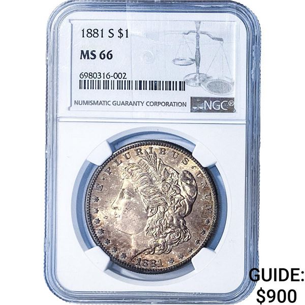 1881-S Morgan Silver Dollar NGC MS66