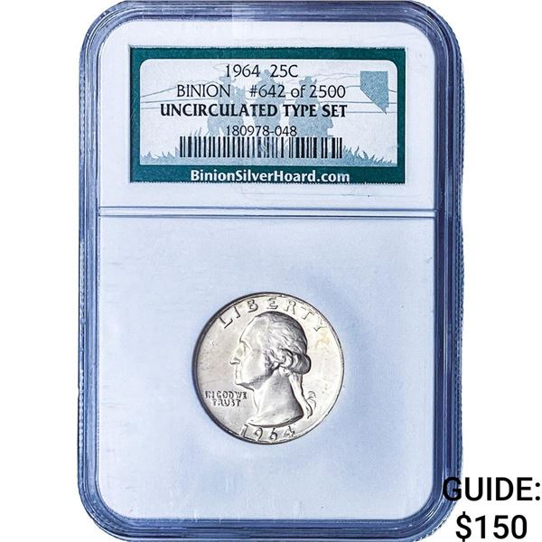 1964 Washington Silver Quarter NGC UNC Binion