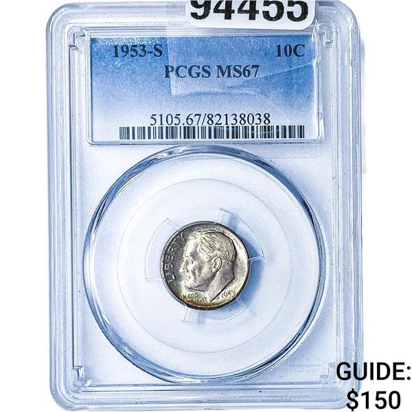 1953-S Roosevelt Dime PCGS MS67