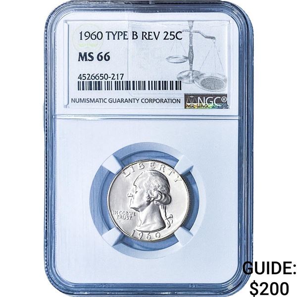 1960 Washington Silver Quarter NGC MS66 Type B Rev.
