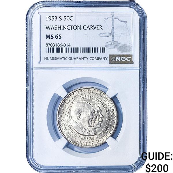 1953-S Washington Carver Half Dollar NGC MS65