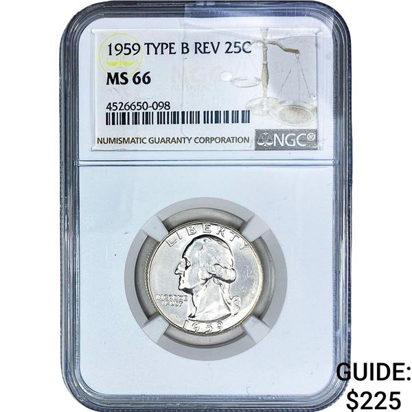 1959 Washington Silver Quarter NGC MS66 Type B Rev.