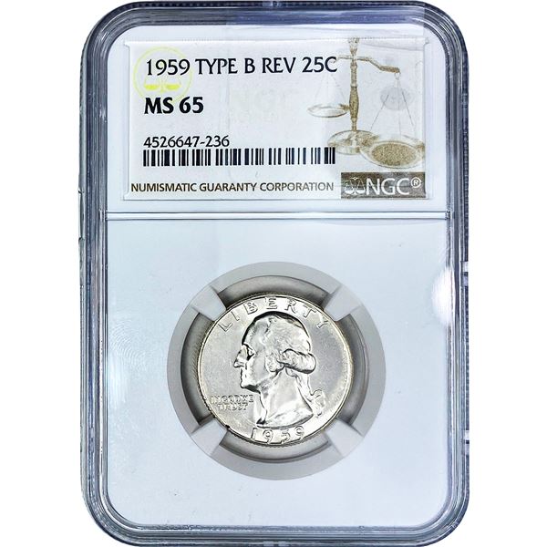 1959 Washington Silver Quarter NGC MS65 Type B Rev.