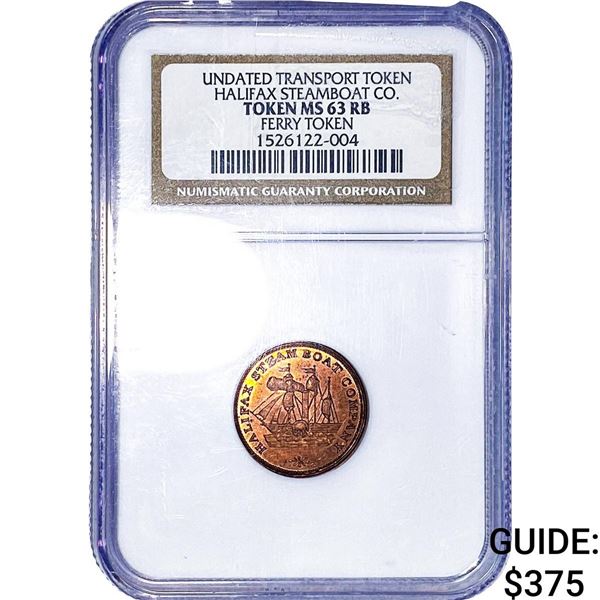 Halifax Steamboat Co Ferry Token RB NGC MS63