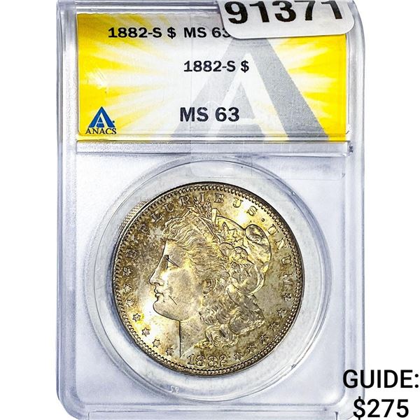 1882-S Morgan Silver Dollar ANACS MS63