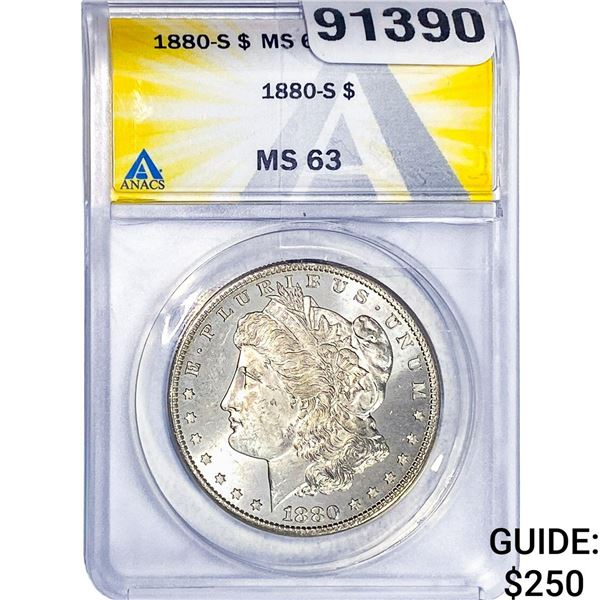 1880-S Morgan Silver Dollar ANACS MS63