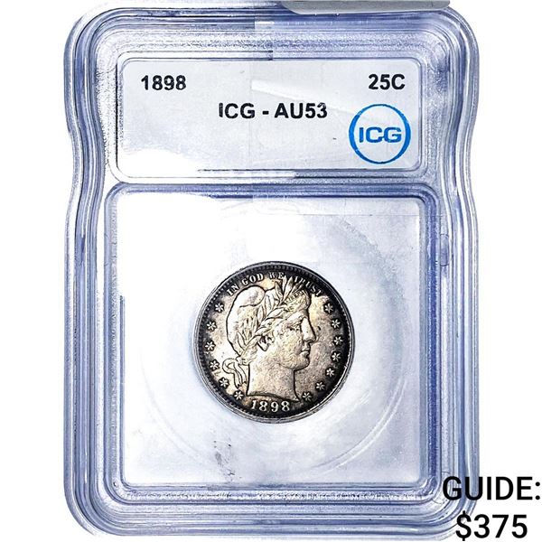 1898 Barber Quarter ICG AU53