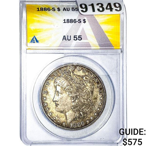 1886-S Morgan Silver Dollar ANACS AU55