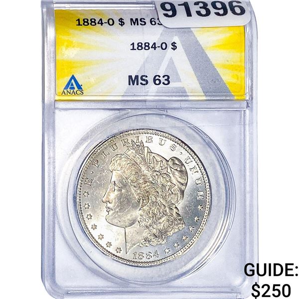 1884-O Morgan Silver Dollar ANACS MS63