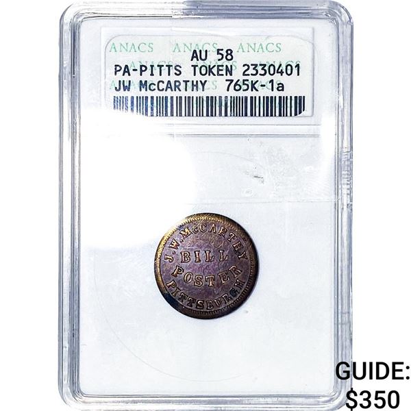 PA-Pitts Token JW McCarthy ANACS AU58