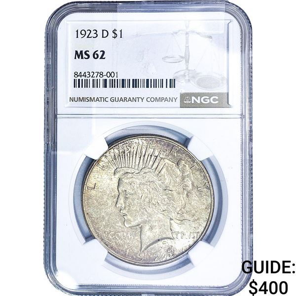 1923-D Silver Peace Dollar NGC MS62