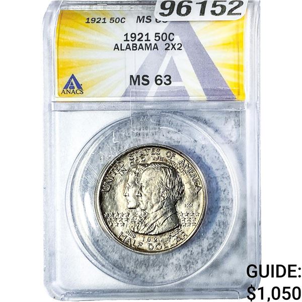 1921 Alabama Half Dollar ANACS MS63