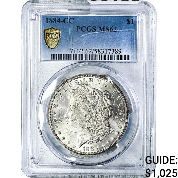 1884-CC Morgan Silver Dollar PCGS MS62