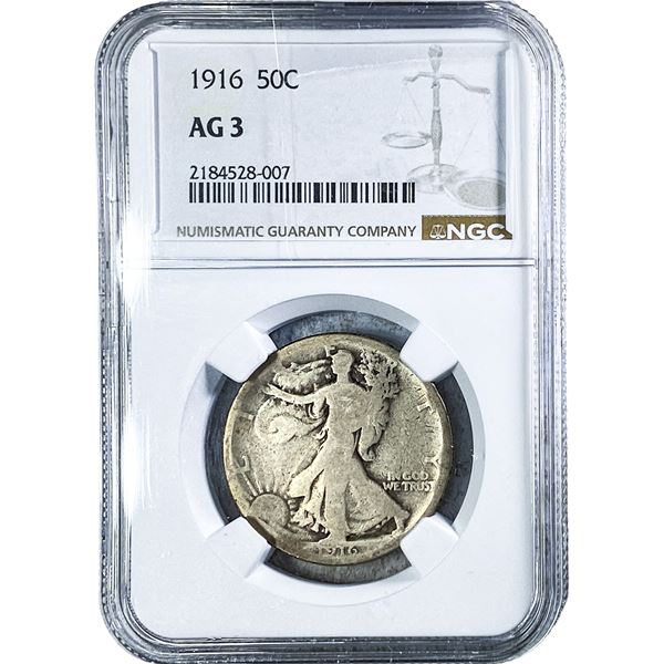 1916 Walking Liberty Half Dollar NGC AG3