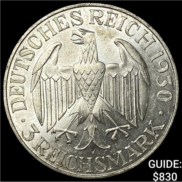 1930A Germany Silver 3 Reichsmark Graf Zeppelin