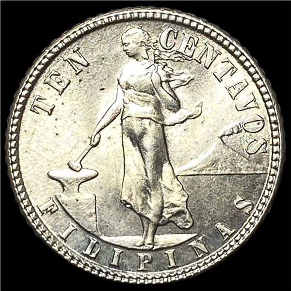 1944-D Philippines Silver 10 Centavos