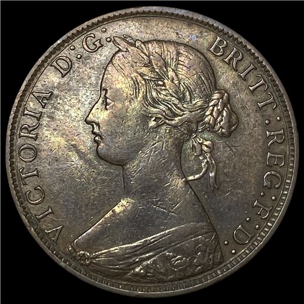1861 Great Britain Copper 1/2 Penny Dbl Ones In Date