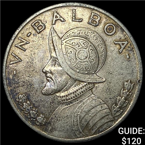 1934 Panama Silver 1 Balboa NEARLY UNCIRCULATED