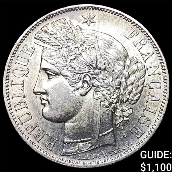 1849A France Silver 5 Francs Cerces Head Km 761.1
