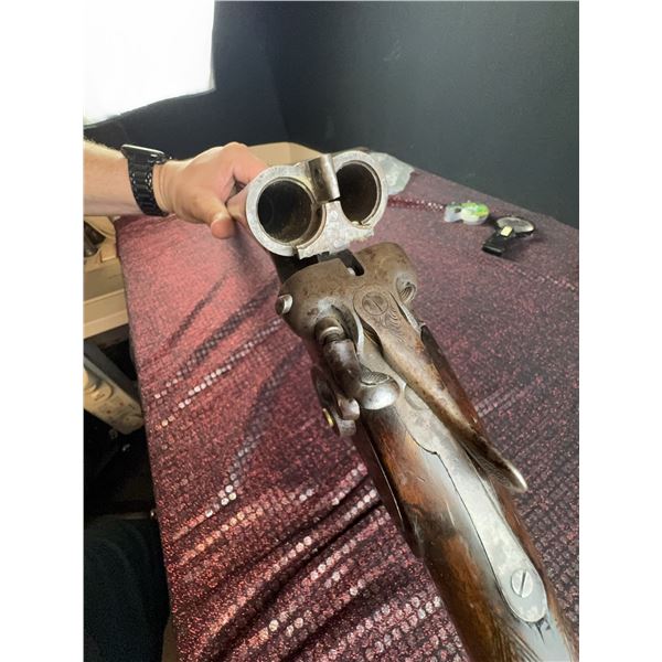 S. E. Barker & Sons Antique Double Barrel Side-by-Side Shotgun