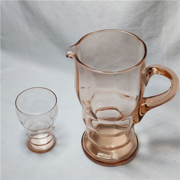 Depression Era Water Jug and Glass