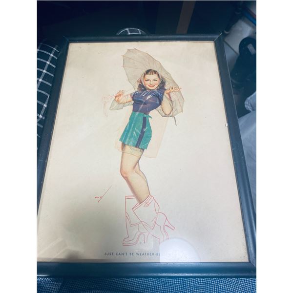 Vintage OG Pinup Girl Print signed Petty 24.5 by 32.5 cm