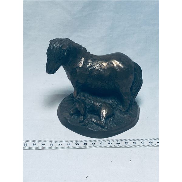 Antique Bronze Mule with Calf