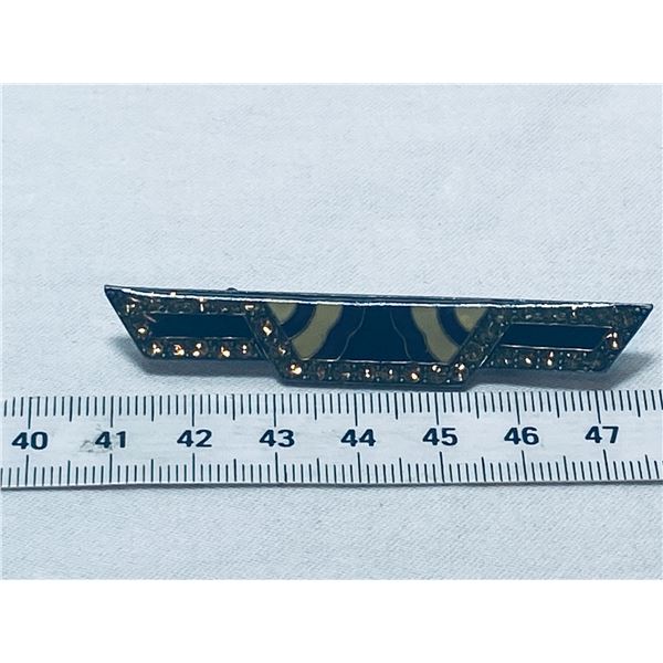 Vintage Enamel and Brass Pin