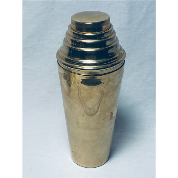 1940-70’s Vintage Gold Plate on Brass Cocktail Shaker