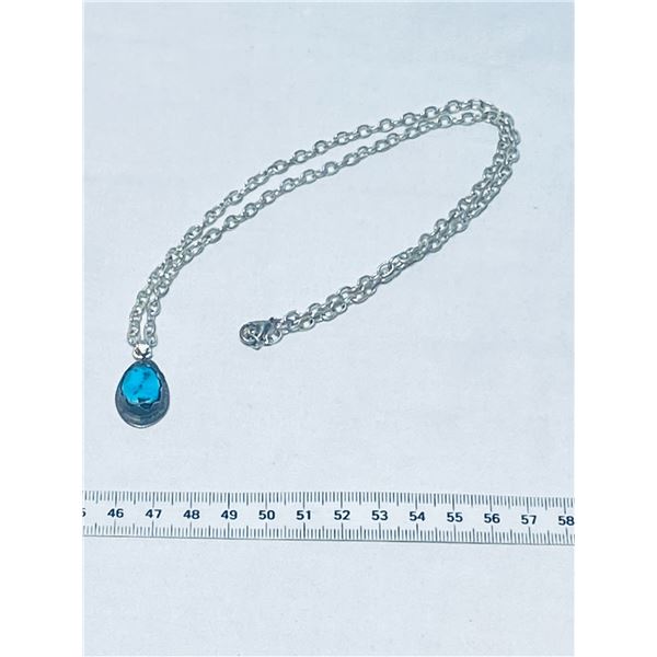 Turquoise Pendant in Sterling with Chain