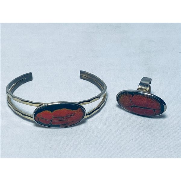 Brass Bracelet and Ring with Stone?