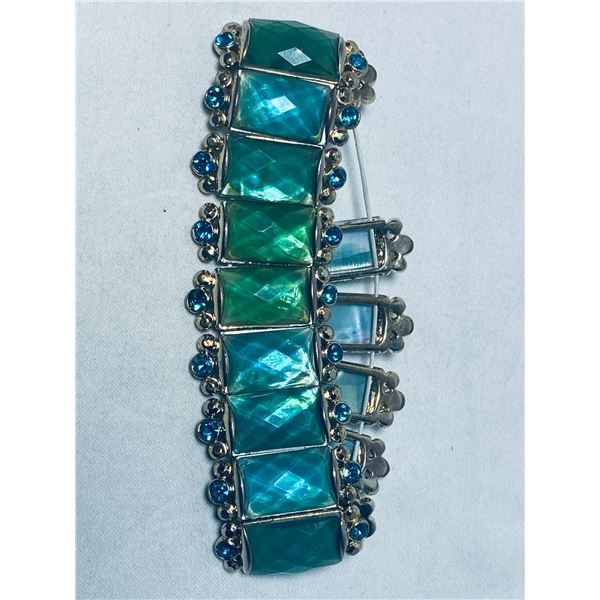 Monet Brass Faux Emerald Bracelet