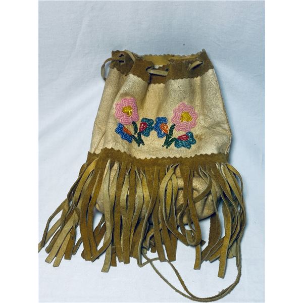 Native American Handmade Beaded Leather Handbag/ Backpack