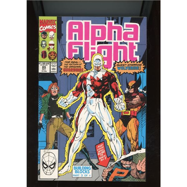 Alpha Flight #89 (Marvel Comics, 1990) Jim Lee Cover, Wolverine App.