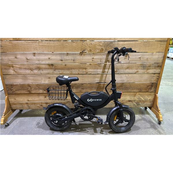 GOPOWER DASH EBIKE WITH KEY *IGNITION WIRE IS CUT/NO CHARGER/WORKING CONDITION UNKNOWN*