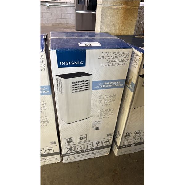 INSIGNIA 7,000 BTU 3-IN-1 PORTABLE AIR CONDITIONER WITH DEHUMIDIFIER *IN BOX*