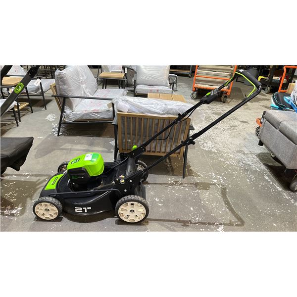 GREENWORKS PRO 80V 21" CORDLESS LAWN MOWER *NO BATTERY/NO CHARGER/WORKING CONDITION UNKNOWN/MAY BE