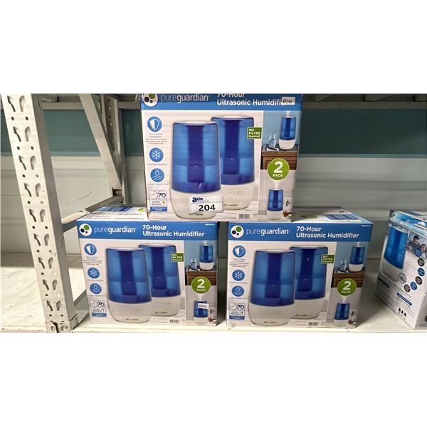 (3) PUREGUARDIAN 70-HOUR ULTRASONIC HUMIDIFIER 2-PACKS *WORKING CONDITION UNKNOWN/MAY BE MISSING