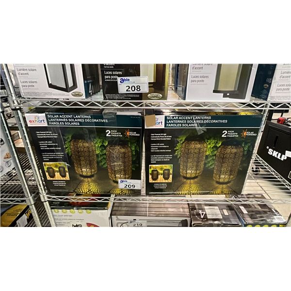 SHELF OF EXHART SOLAR ACCENT LANTERNS *WORKING CONDITION UNKNOWN/MAY BE MISSING PARTS & OR PIECES*