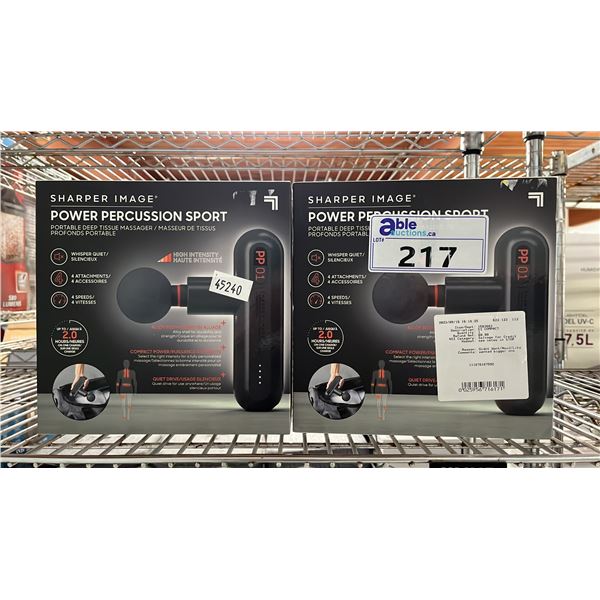 (2) SHARPER IMAGE POWER PERCUSSION SPORT MASSAGERS *WORKING CONDITION UNKNOWN/MAY BE MISSING PARTS &