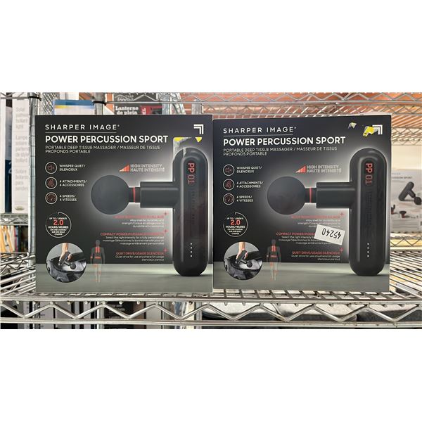 (2) SHARPER IMAGE POWER PERCUSSION SPORT MASSAGERS *WORKING CONDITION UNKNOWN/MAY BE MISSING PARTS &