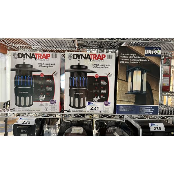 LUTEC OUTDOOR LED WALL LANTERN & (2) DYNATRAP MOSQUITO TRAPS *WORKING CONDITION UNKNOWN/MAY BE