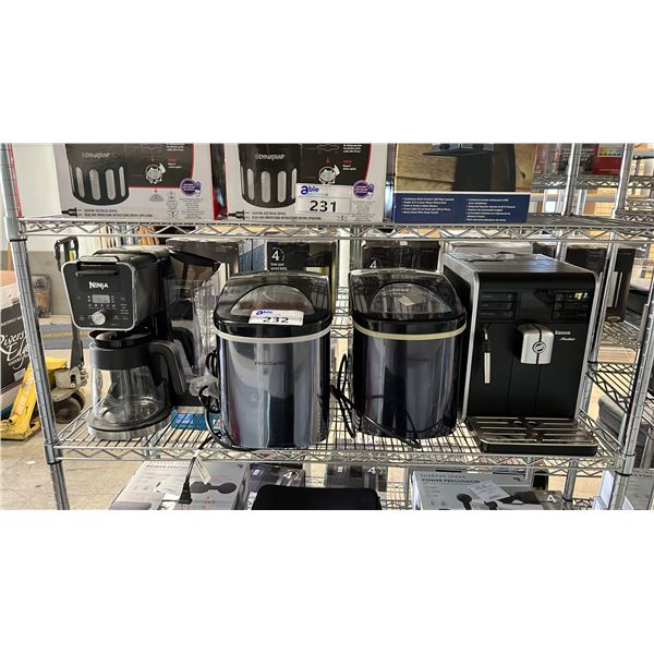 NINJA DUAL BREW COFFEE MAKER, SAECO ESPRESSO MAKER & (2) FRIGIDAIRE ICE MAKERS *WORKING CONDITION