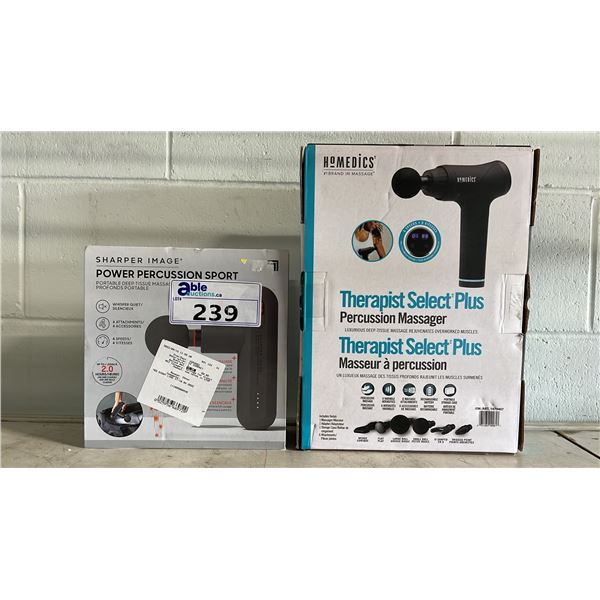 (1) SHARPER IMAGE & (1) HOMEDICS PERCUSSION MASSAGERS *WORKING CONDITION UNKNOWN/MAY BE MISSING