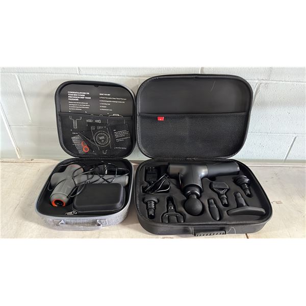 (1) HI5 & (1) SHARPER IMAGE PERCUSSION MASSAGERS *WORKING CONDITION UNKNOWN/MAY BE MISSING PARTS &